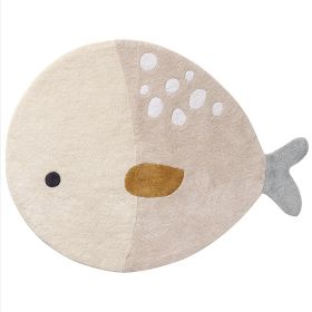 Tapis chambre bébé coton 85x110cm - Poisson | beige