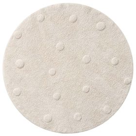 TAPIS CHAMBRE ENFANT LAVABLE ROND Ø110 CM | NATUREL À POIS