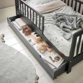 Tiroir de rangement pour lit enfant 70 x 140 cm - noir