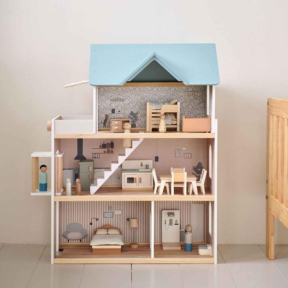 Set De 4 Meubles De Maison De Poupée – Cuisine, Salle De Bain, Salon Et Chambre – Style Européen, En Plastique Durable – Jeu D'imitation