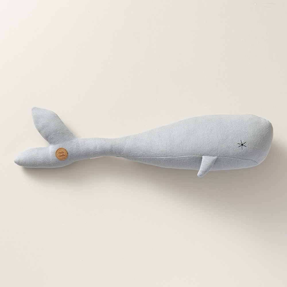 Coussin peluche | Baleine gris bleu