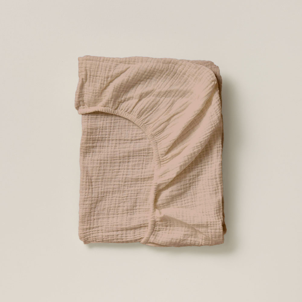 DRAP-HOUSSE 60 X 120 CM GAZE DE COTON | ROSE POUDRÉ