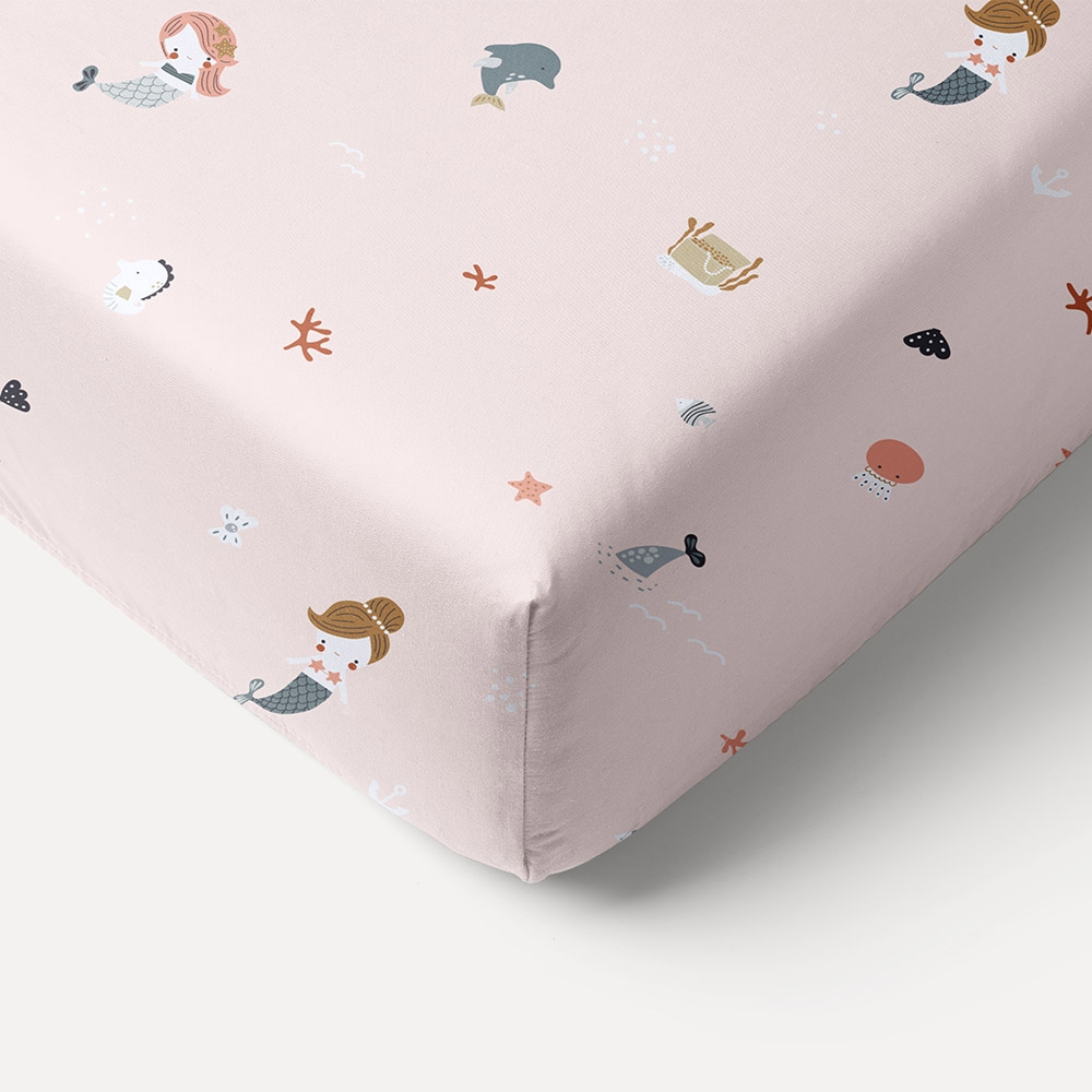 DRAP HOUSSE POUR ENFANT 70X140 CM «SIRÈNE»| ROSE CLAIR