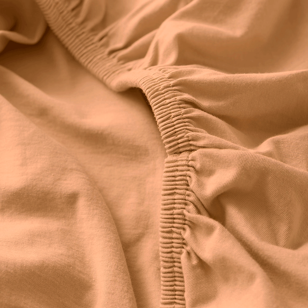Petite Amélie | Lot de 2 draps-housses jersey coton bio | Blanc et caramel | 45x90 cm | Pour matelas bébé hauteur 10-12 cm (Petite Amélie) - Image 2