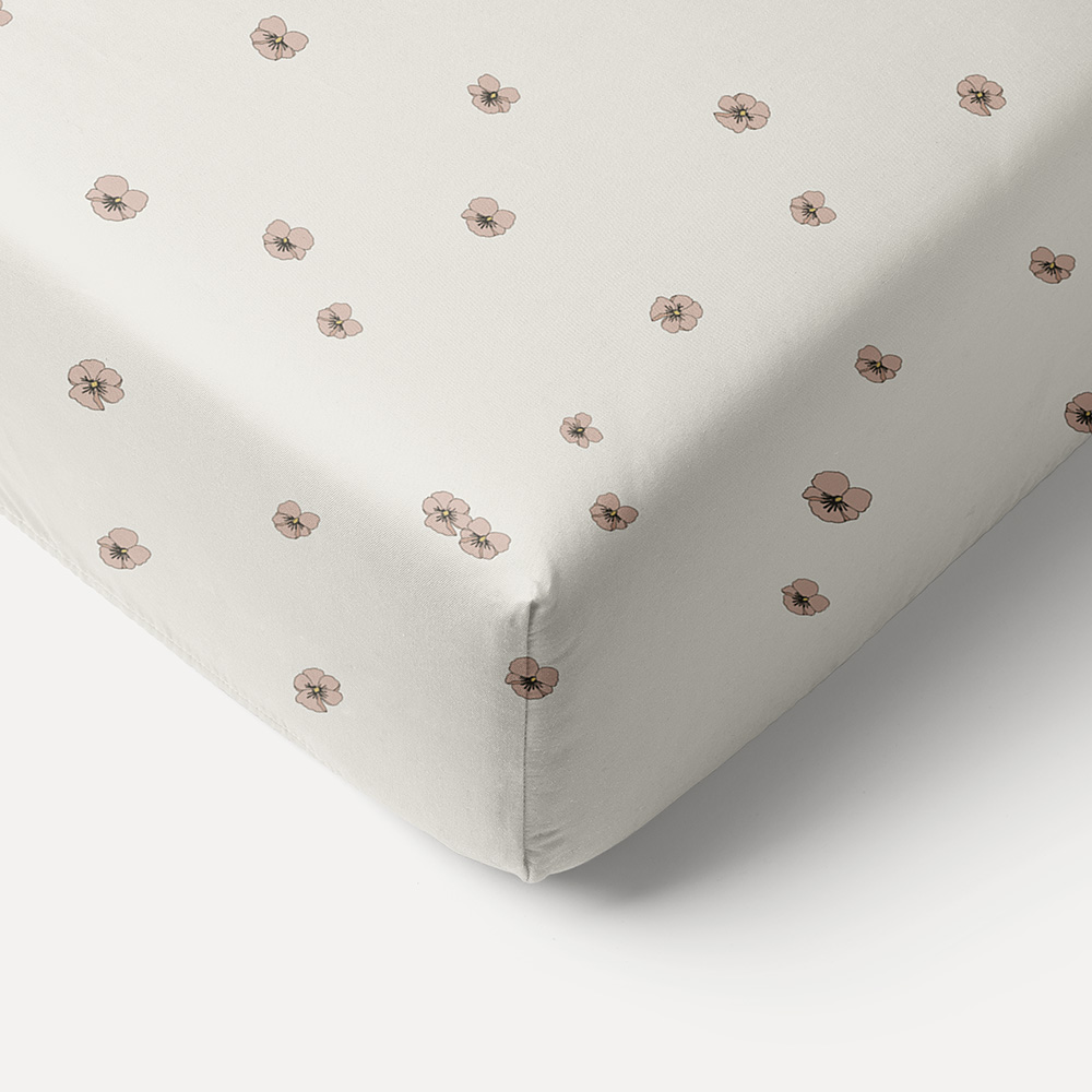 DRAP-HOUSSE 80 X 160 CM «PANSY» | BEIGE-ROSE