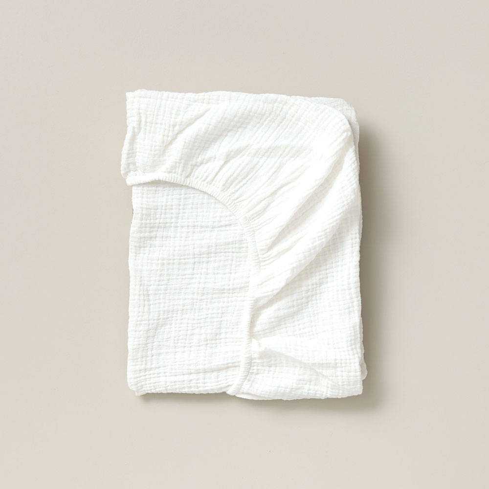 DRAP HOUSSE 40/45 X 90 CM | BLANC | 100% GAZE DE COTON BIOLOGIQUE