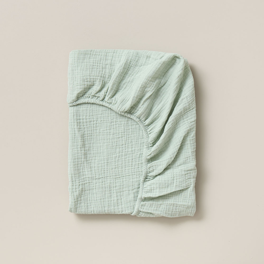 Drap housse enfant 70x140 gaze de coton | Vert
