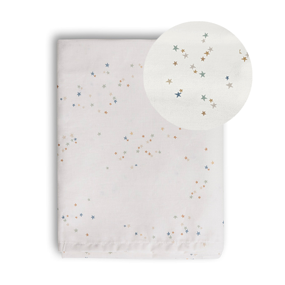 DRAP PLAT BÉBÉ 75 X 100 CM «STARS» | BLANC CASSÉ AVEC ÉTOILES | POUR LIT CODODO 45 x 90 CM