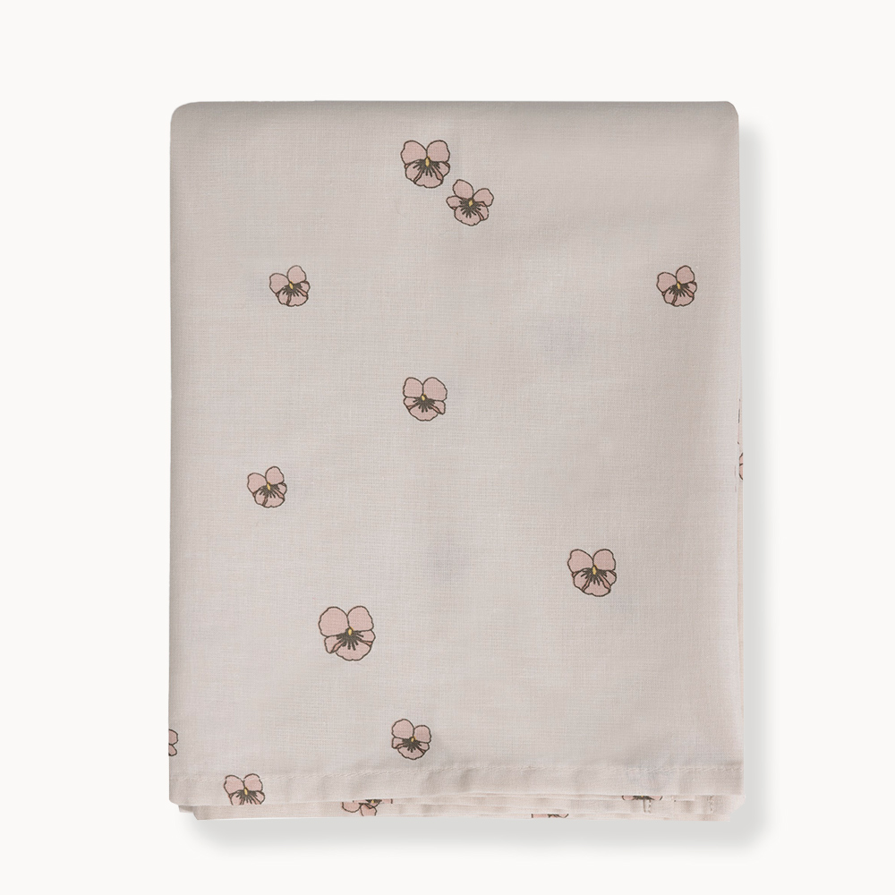 DRAP PLAT BÉBÉ 75 X 100 CM «PANSY» | BEIGE-ROSE | POUR LIT CODODO 45 x 90 CM