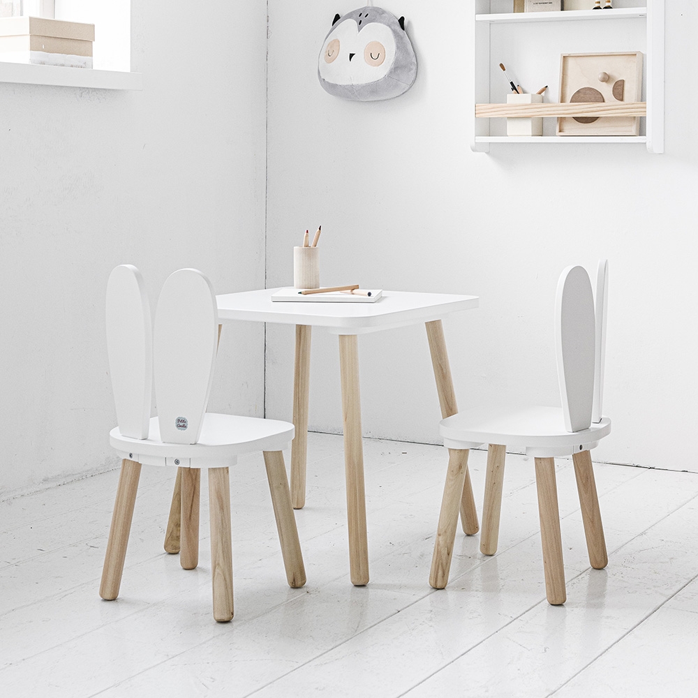 Ensemble 2 chaises et table enfant Lapin | Blanc