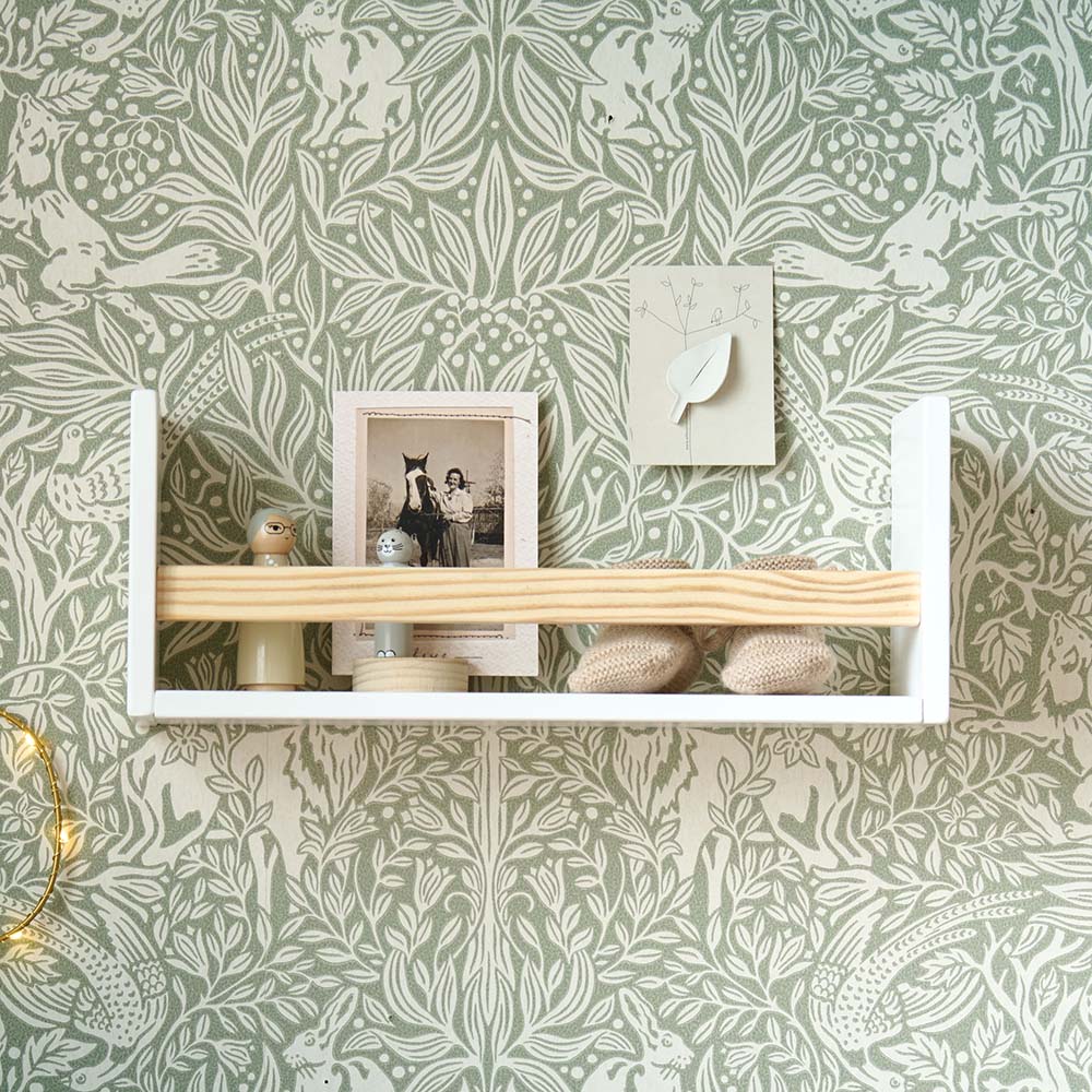 ÉTAGÈRE MURALE EN BOIS « HÊTRE» | BLANC ET NATUREL