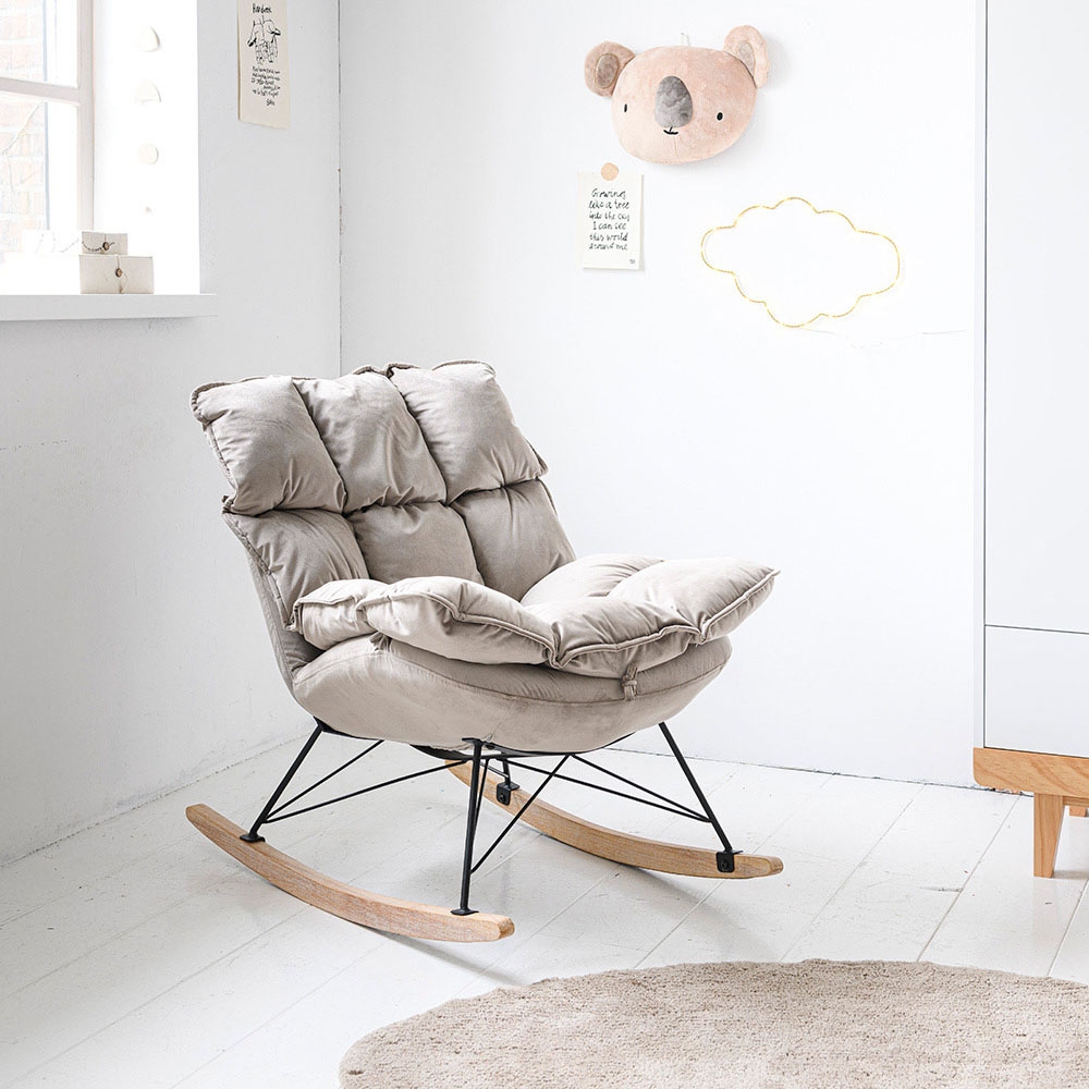 Chaise à bascule confort pour chambre bébé «COCON» | gris brun