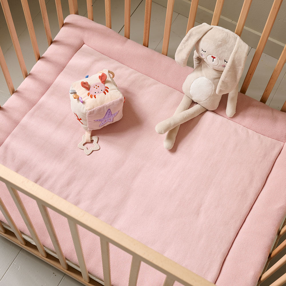 Tapis de parc rose 75 x 95 cm en coton ✔️ Petite Amélie