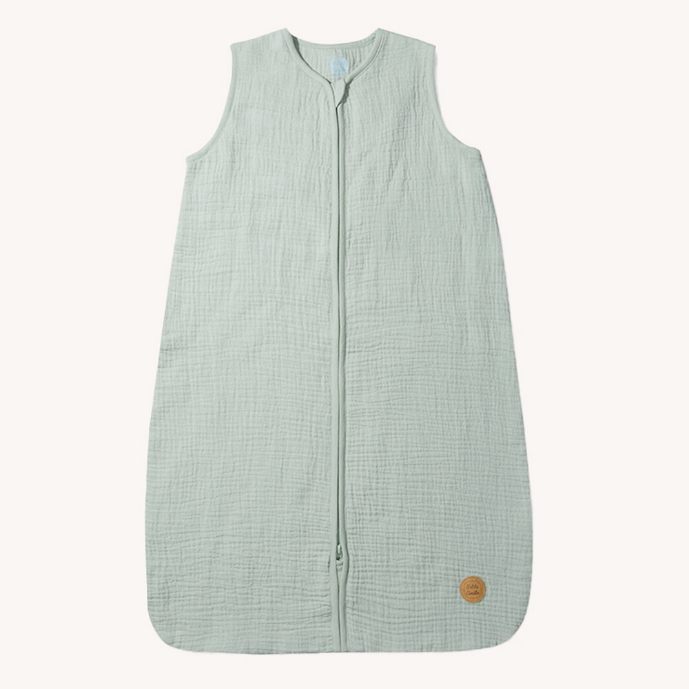 GIGOTEUSE 6-18 MOIS EN GAZE DE COTON SANS MANCHES | VERT | 90 CM