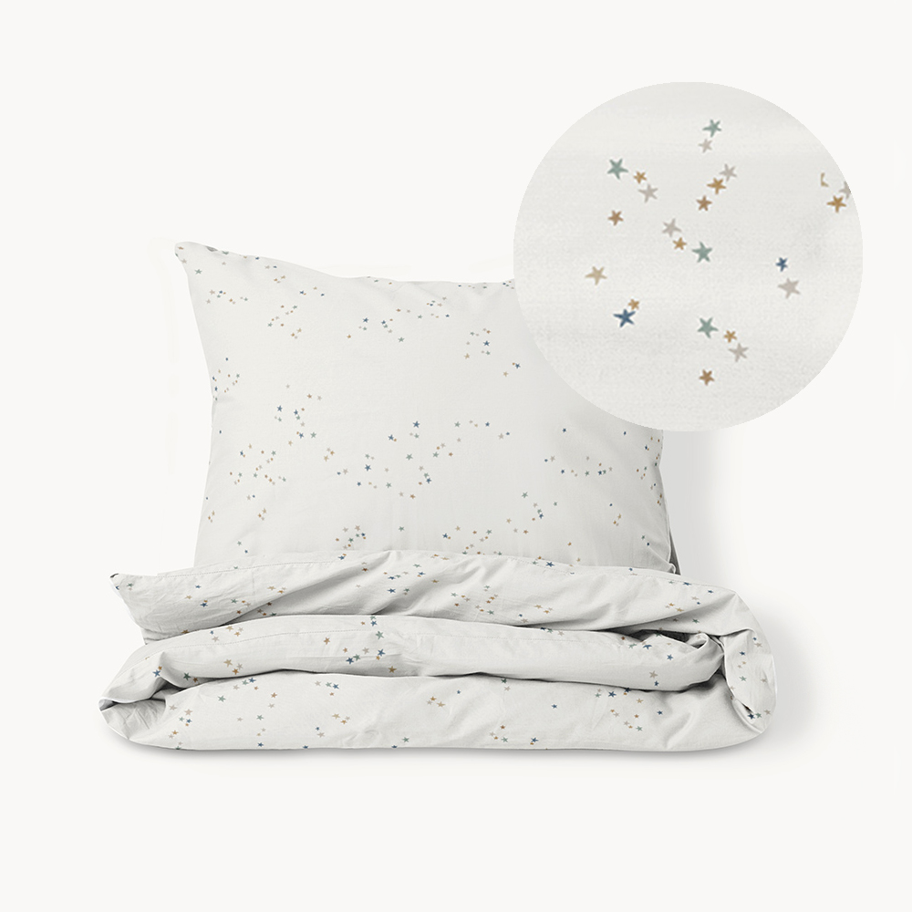 PARURE DE LIT 120 X 150 CM «STARS» | BLANC CASSÉ AVEC ÉTOILES