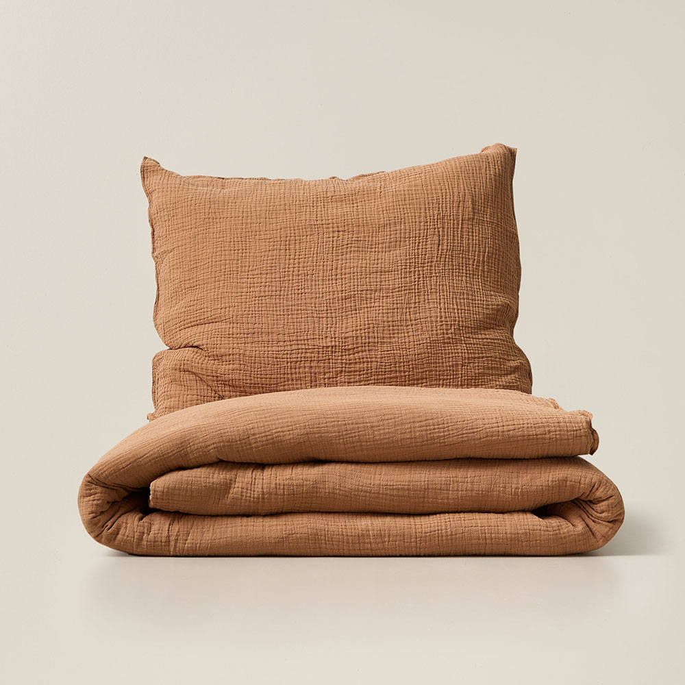 housse de couette enfant - 120x150 - coton doux coeurs terracotta