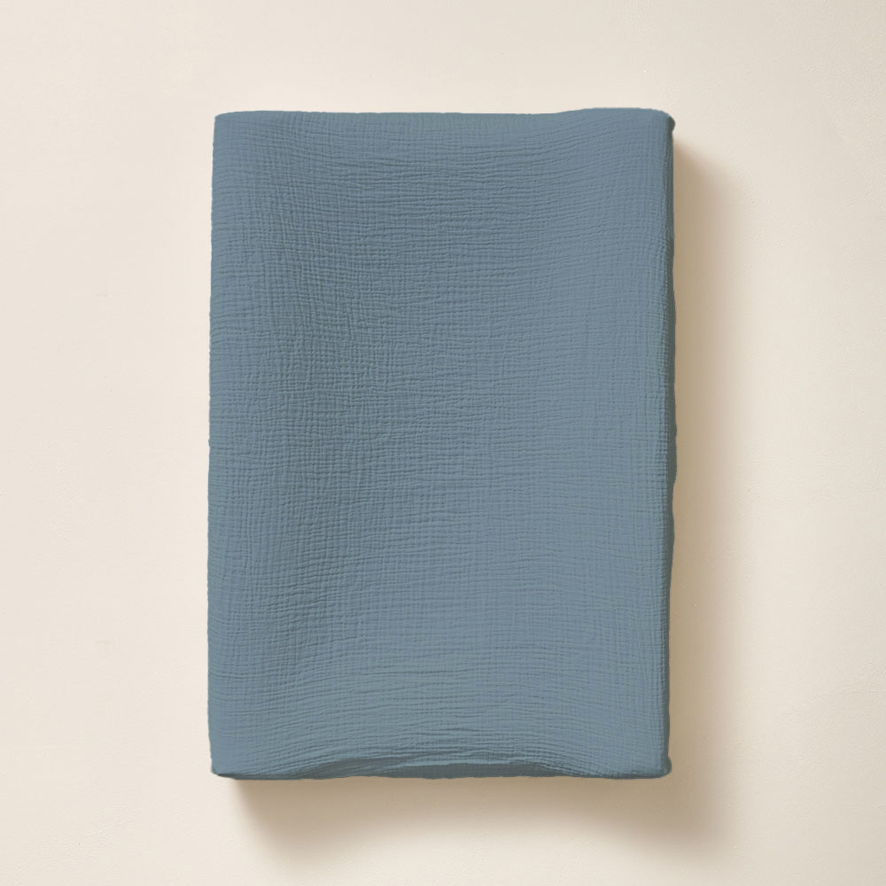 HOUSSE DE MATELAS À LANGER 50 x 70 CM | GAZE DE COTON BIOLOGIQUE | BLEU JEAN