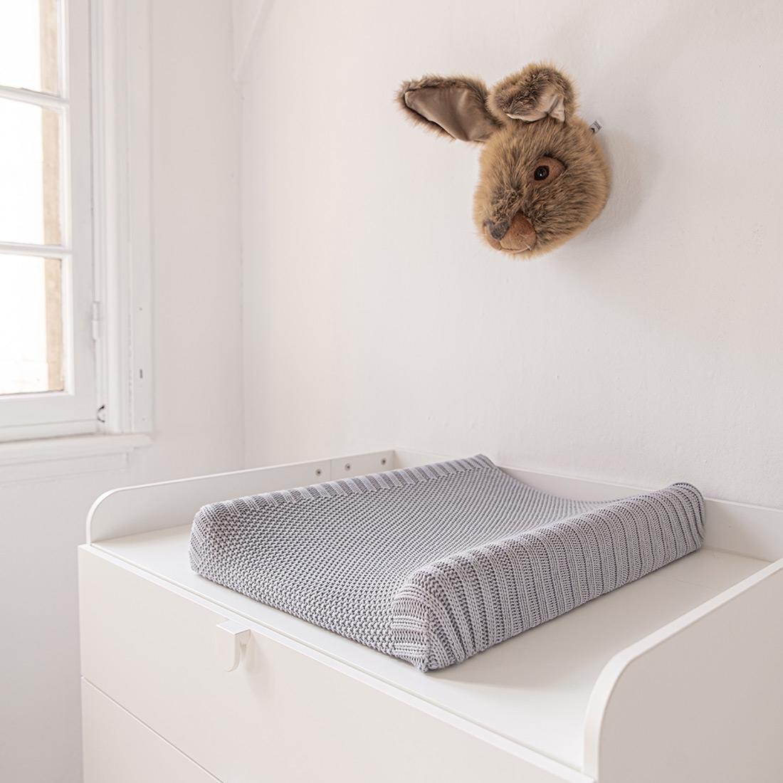 Housse matelas à langer 50x70cm Basic Knit - Ivory