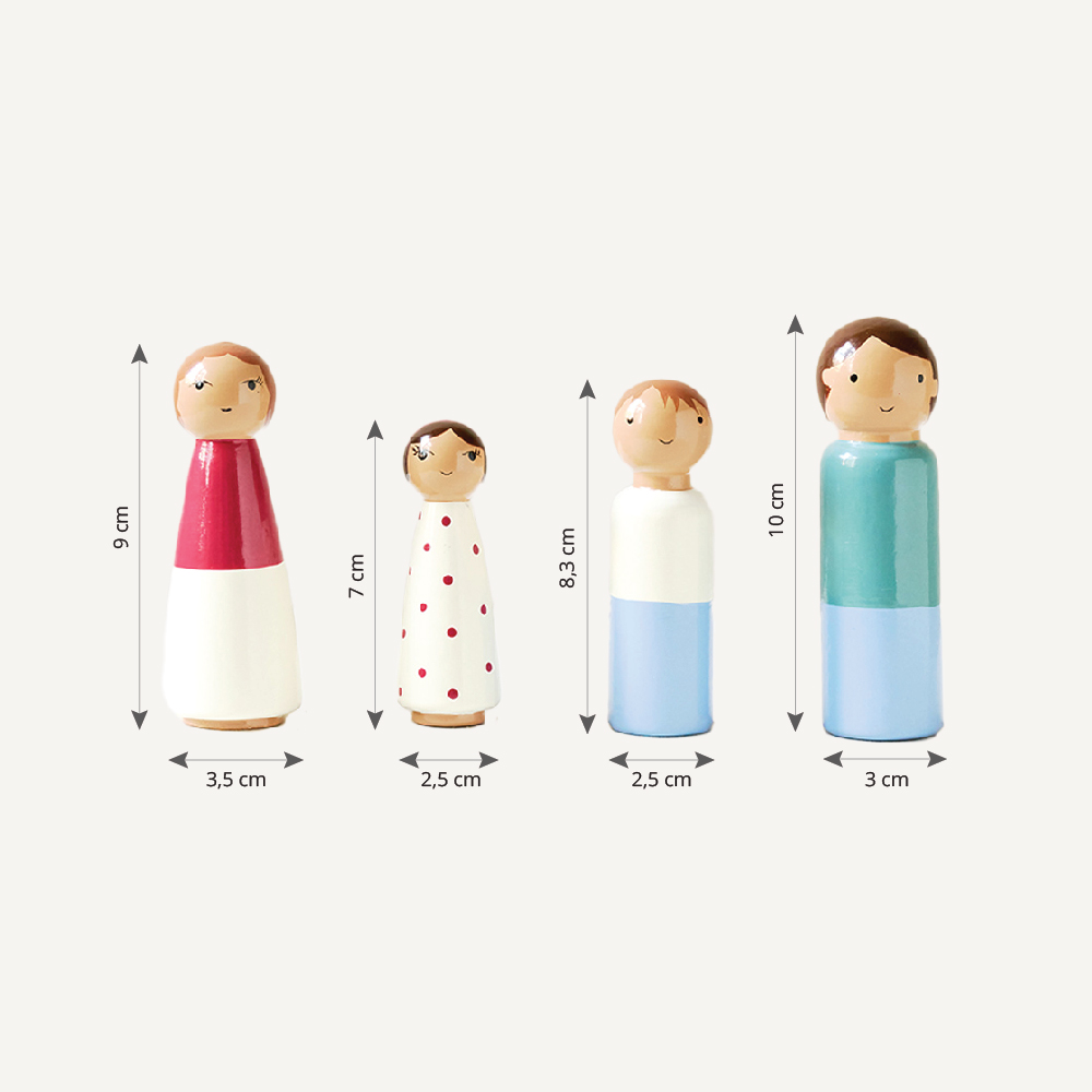 Petite Amélie | Famille de poupées Jacinthe | Figurine articulée en bois | Papa maman fille et fils | 7-10 cm pour maison de poupée (Petite Amélie) - Image 3