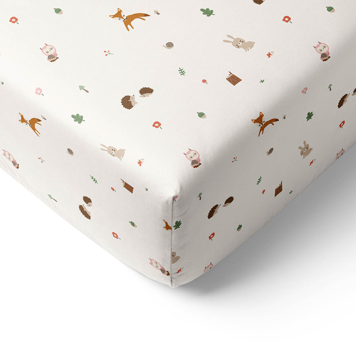Petite Amélie | Drap-housse enfant Woodland | Coton biologique | Blanc cassé | 70x140 cm | Linge de lit forêt certifié OEKO-TEX et GOTS (Petite Amélie) - Image 1