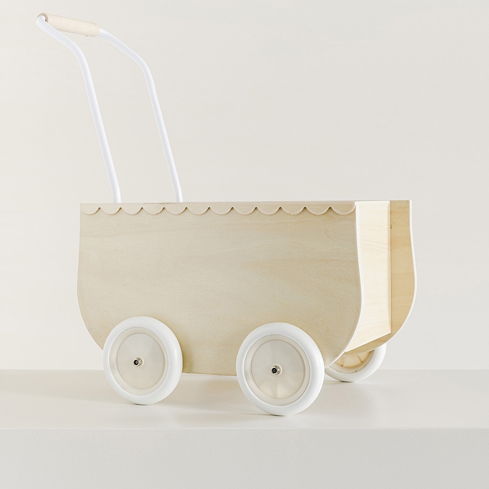 Landau Miniland En Bois FSC – Poussette Pour Poupées, Roues Caoutchoutées, Panier Pratique, Harnais, Pour Enfants 1-8 Ans