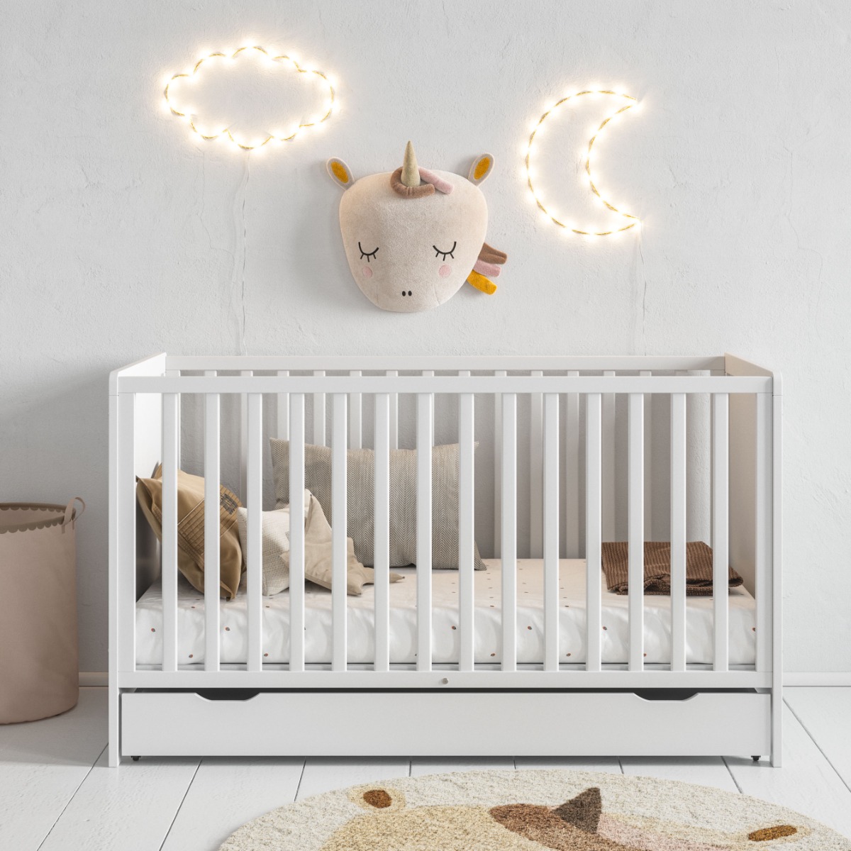 Lit Bébé Évolutif «Nuage» | 70x140 Cm | Blanc (Petite Amélie) - Image 2