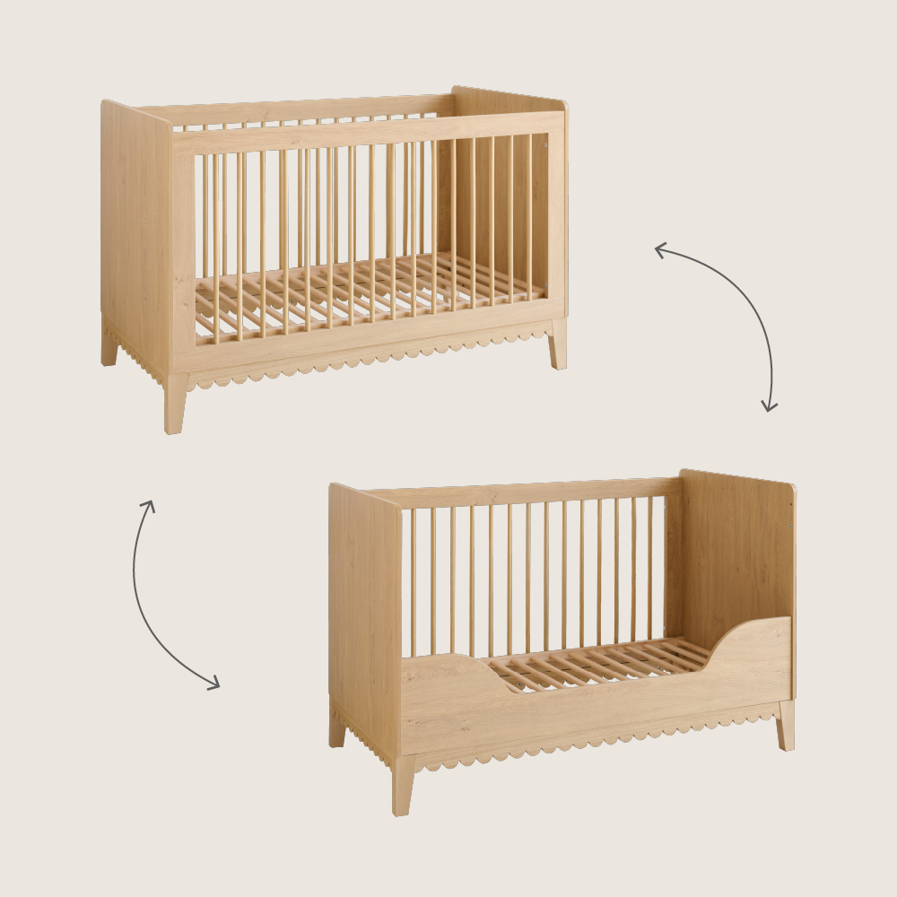 Petite Amélie | Lit bébé évolutif Cannelle | Bois chêne et hêtre | 70x140 cm (Petite Amélie) - Image 5