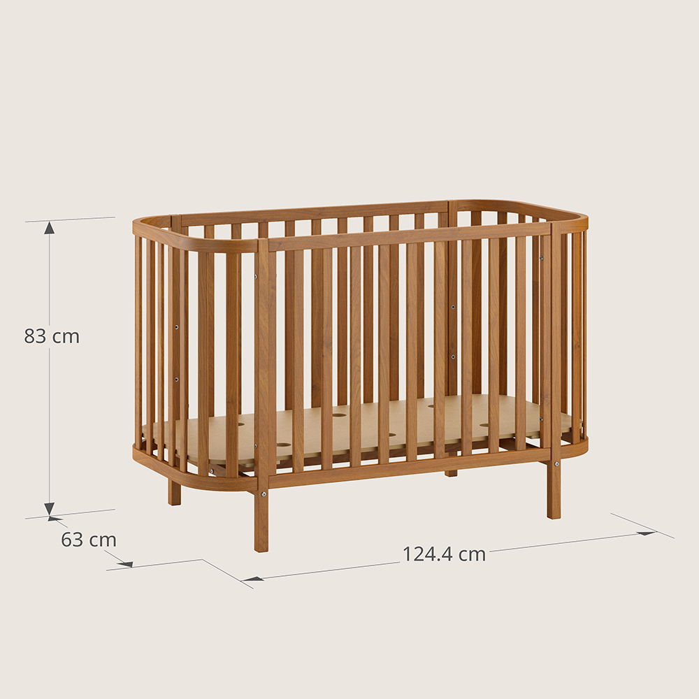 Lit Bébé Ovale «Cocoon» | 60x120 Cm | Brun Noyer (Petite Amélie) - Image 4