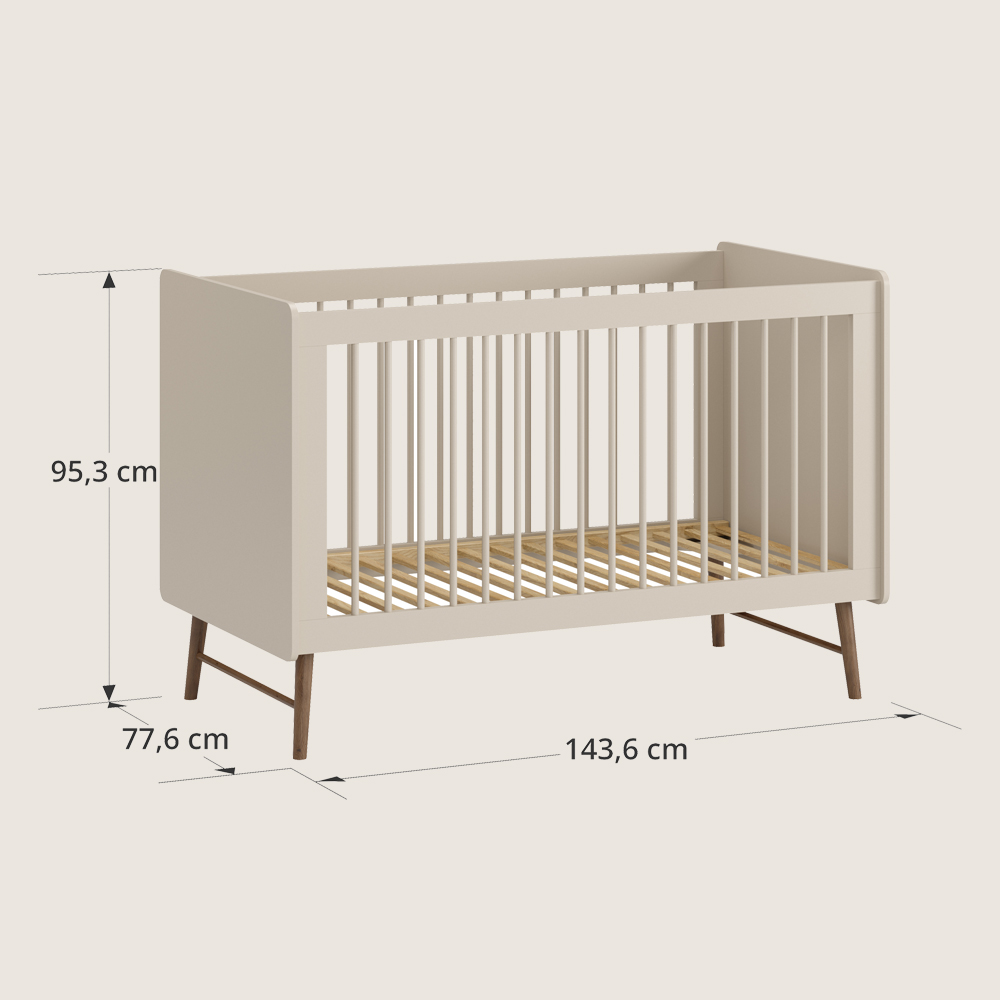 Petite Amélie | Lit bébé évolutif Roseau | Panneau de particules et hêtre | Avoine | 70x140 cm | De la naissance à 4 ans | Design danois (Petite Amélie) - Image 5