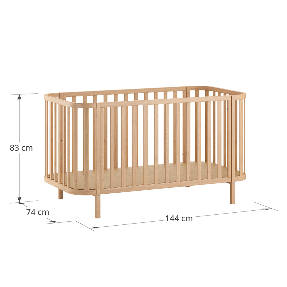 Lit Bébé Évolutif Ovale «Cocoon» | 70 X 140 Cm | Naturel (Petite Amélie) - Image 4