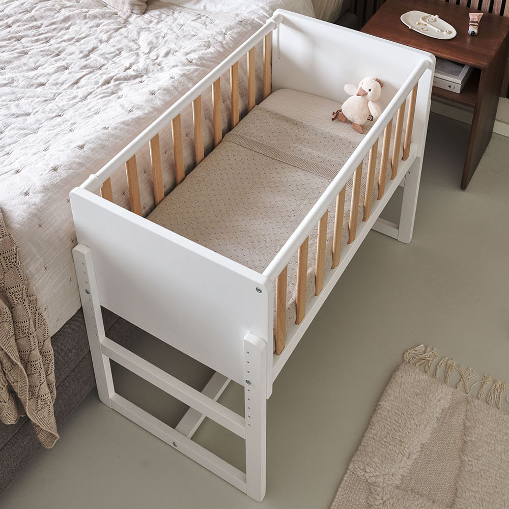 Lit Bébé Cododo / Berceau 2 En 1 «Nuage» | Blanc Et Naturel (Petite Amélie) - Image 2