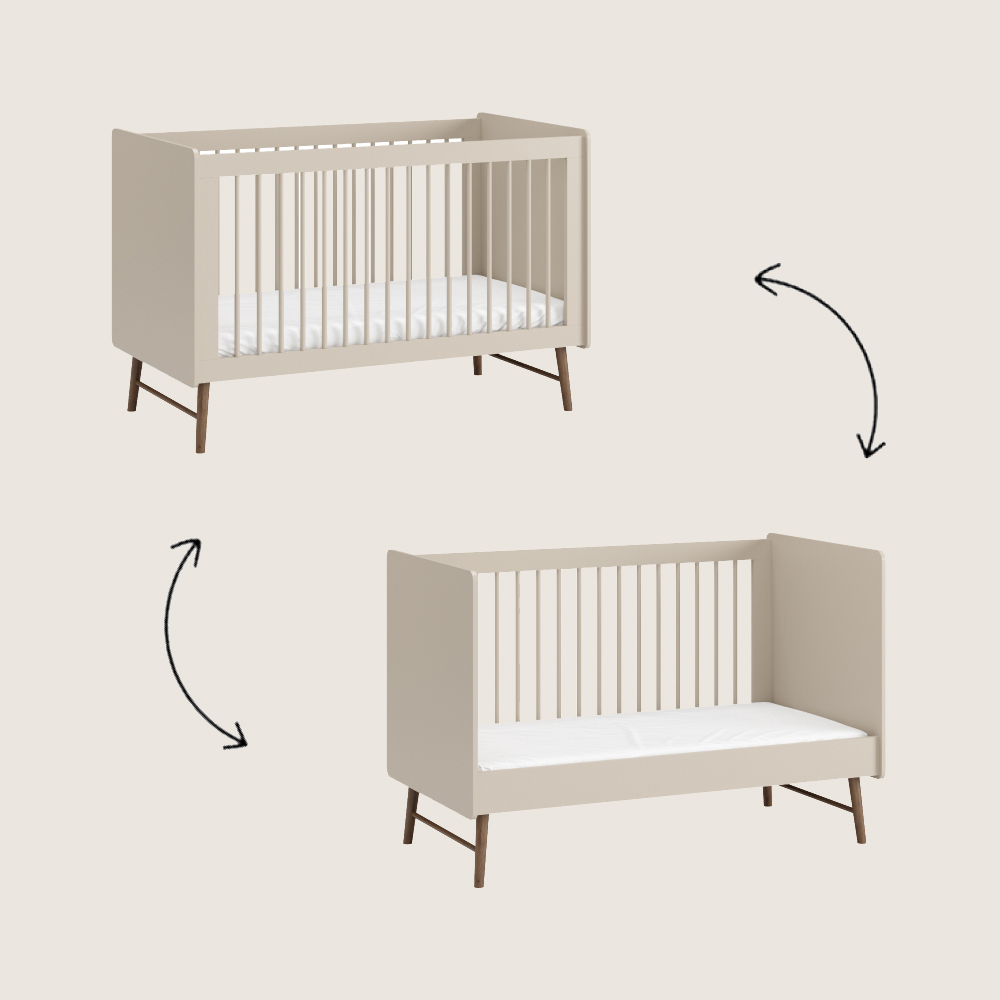 Petite Amélie | Lit bébé évolutif Roseau | Panneau de particules et hêtre | Avoine | 70x140 cm | De la naissance à 4 ans | Design danois (Petite Amélie) - Image 3