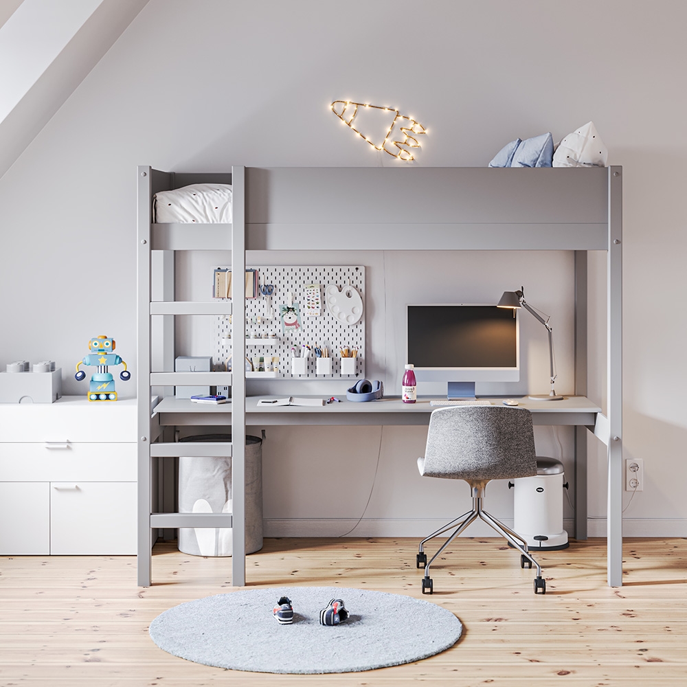 Lit Enfant Avec Bureau SOMMET 90x200 Gris Petite Am lie lit-enfant-avec-bureau-sommet-90x200-gris-petite-am-lie