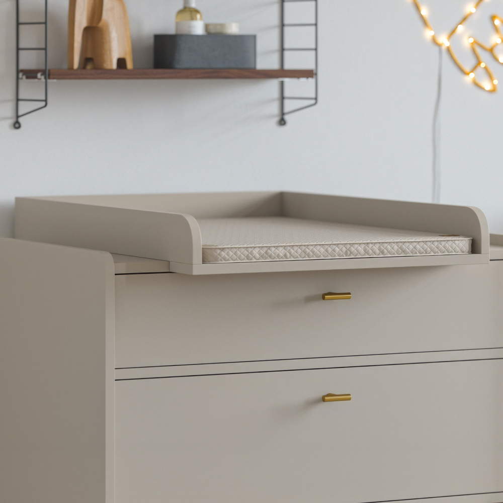 Plan à langer pour commode blanc matelas pois beige