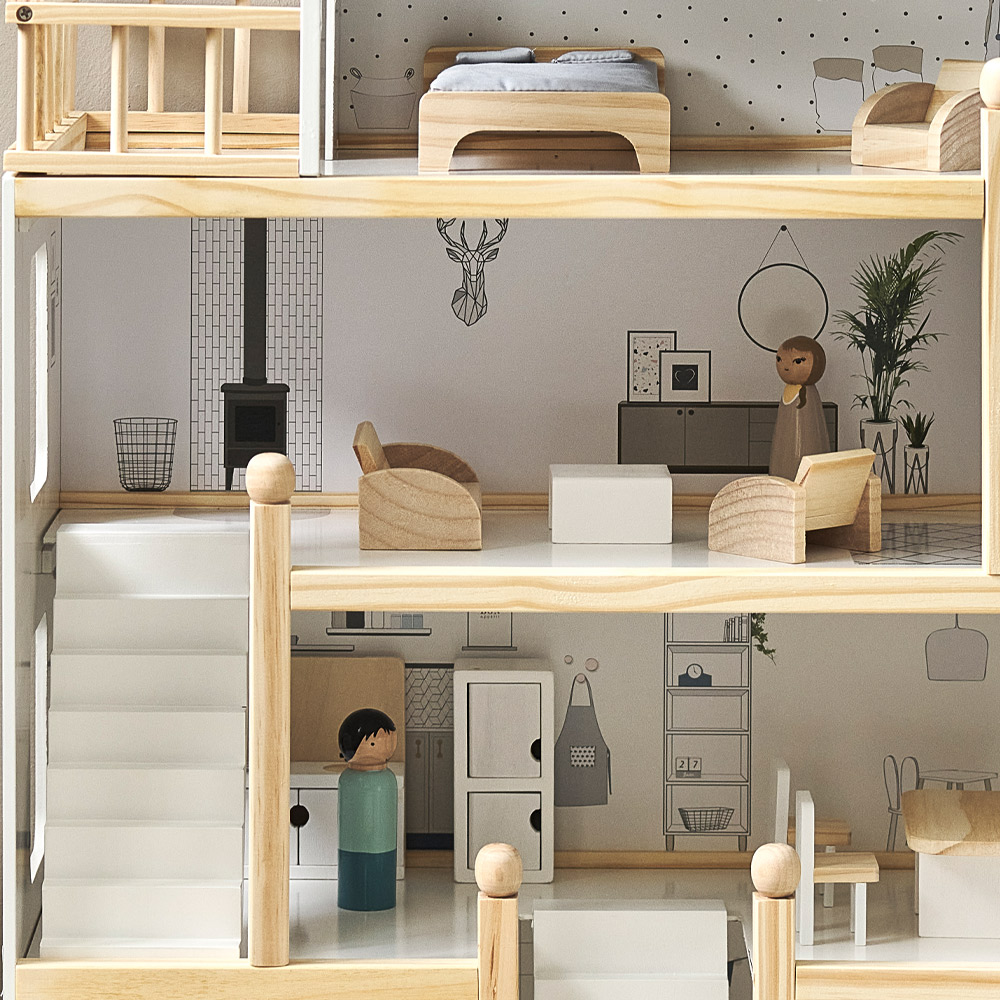 2 Pcs Mini Maison De Poupée Meubles Lit Miniature Salon Enfants Pretend