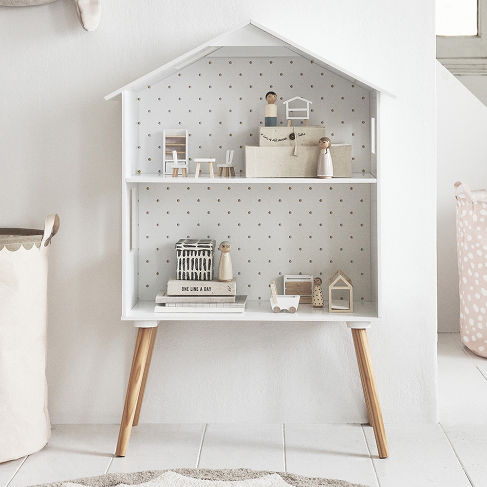 Maison de poupées en bois blanc avec accessoires 18 pcs.