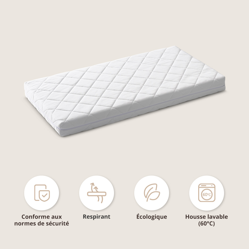 Petite Amélie  Matelas enfant Nova en mousse  Lavable et durable  70x140 cm  Sommeil sain pour lit enfant avec housse facile à nettoyer (Petite Amélie) - Image 3