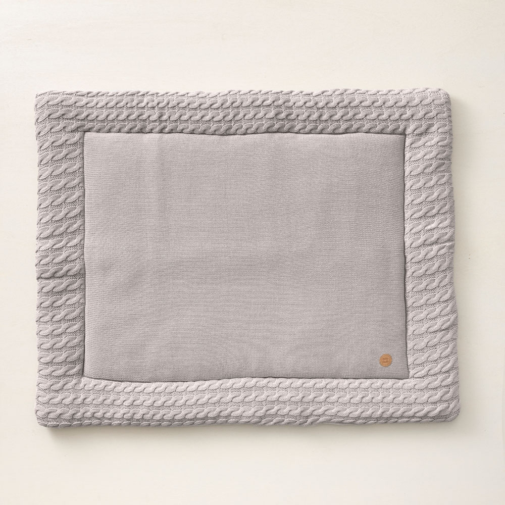 Tapis de parc bébé coton tricoté uni | Gris souris