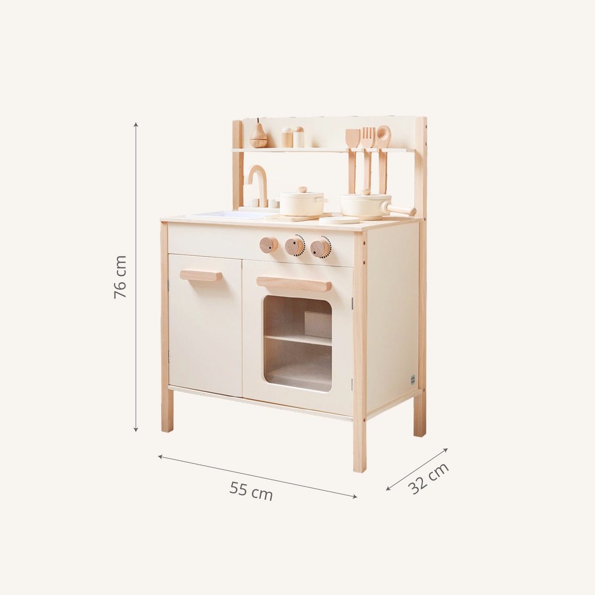 Petite Amélie | Cuisine en bois enfant Chantilly | Bois durable | Beige | 55x32x76 cm | Set de 10 accessoires inclus | Pour enfants 3 ans et plus (Petite Amélie) - Image 5