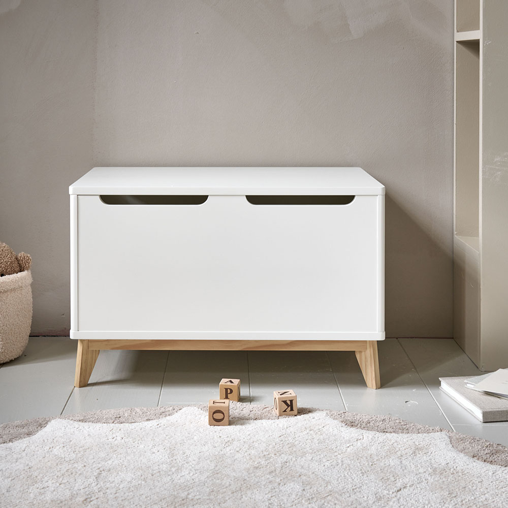 Coffre À Jouet «Cerise» Blanc Et Bois (Petite Amélie) - Image 1