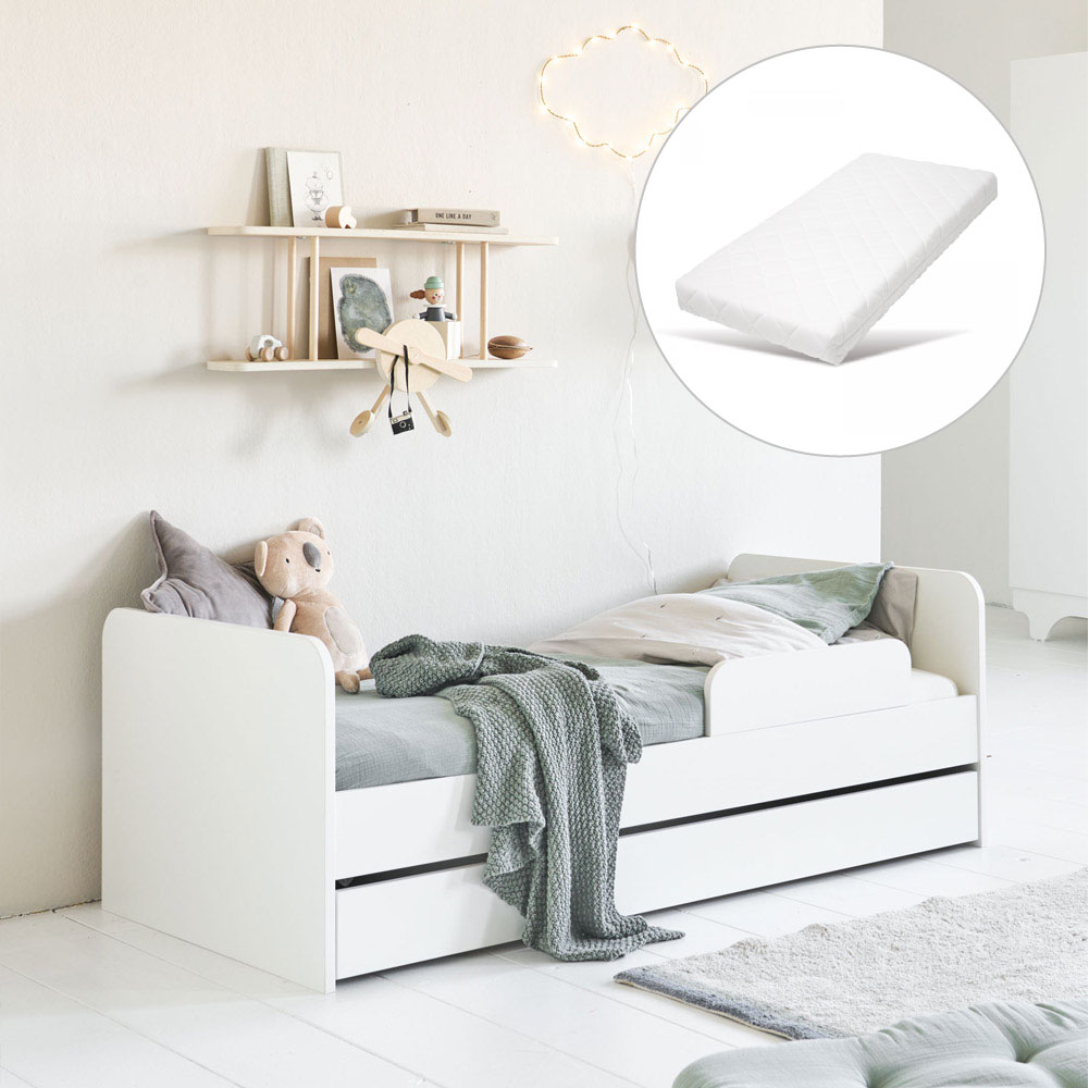 Matelas mousse en 2 parties, lit évolutif enfant