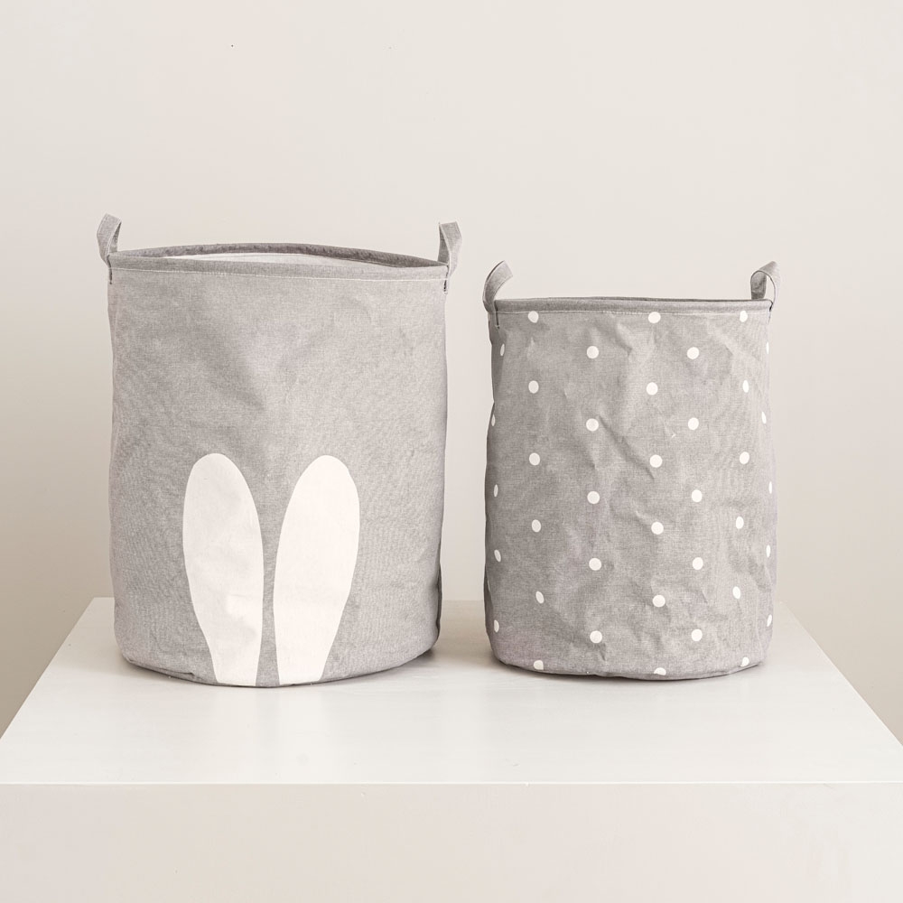 Panier de rangement enfant XL Lapin - Set de 2 | Gris