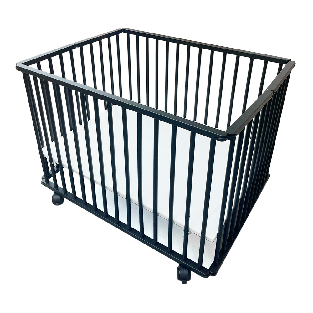 Petite Amélie | Parc bébé bois | Sécurité enfant | Noir | 75x100 cm | Plancher réglable | Pliable | Conforme normes de sécurité EN 12227:2010 (Petite Amélie) - Image 2