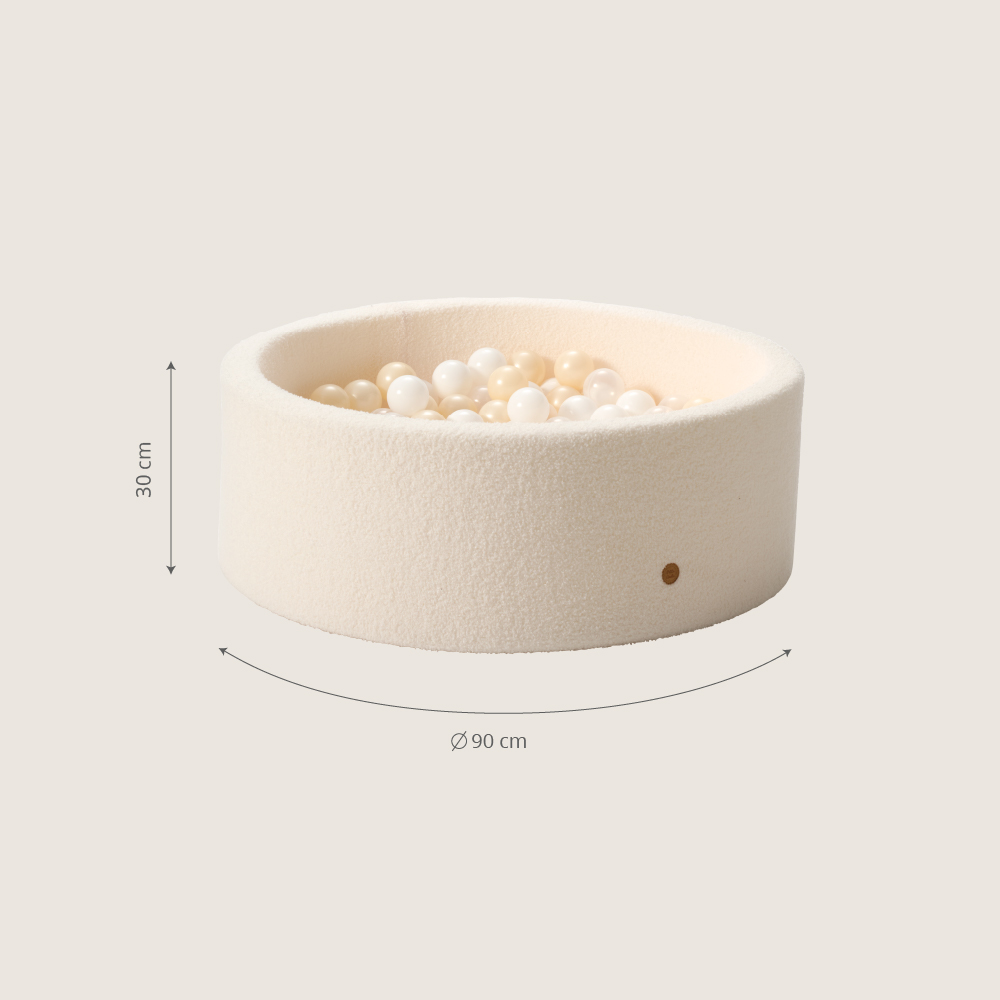Petite Amélie | Piscine à balles ronde | Tissu teddy | Off-white | 90x30 cm | Incluse 200 balles pour enfants | Design moderne et sécurisé (Petite Amélie) - Image 2