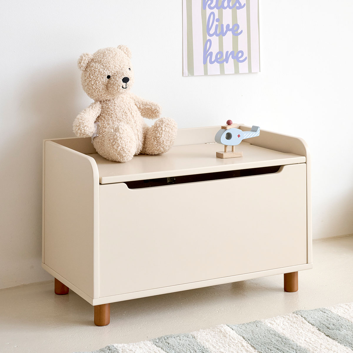 Petite Amélie - Petite Amélie | Coffre à jouets enfant | Lune | MDF et pin massif | Beige | Rangement robuste pour chambre ou salon à la finition naturelle