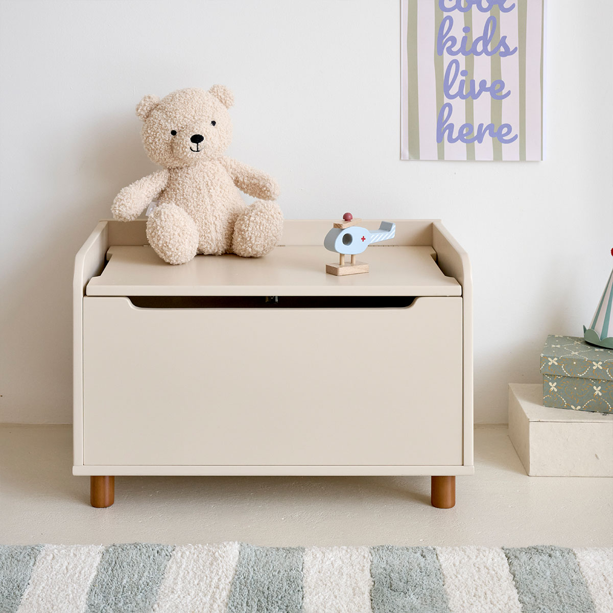 Petite Amélie | Coffre à jouets enfant | Lune | MDF et pin massif | Beige | Rangement robuste pour chambre ou salon à la finition naturelle (Petite Amélie) - Image 5