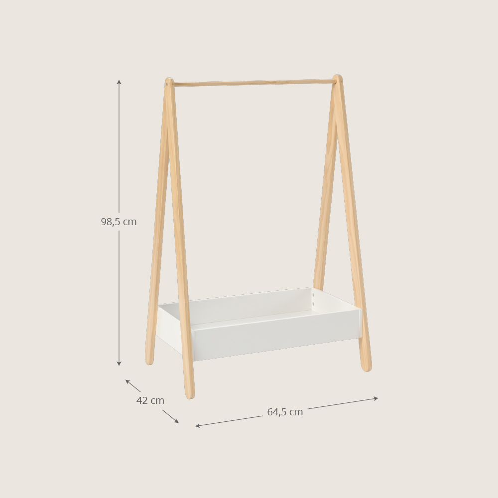 Petite Amélie | Portant à vêtements Cerise | Bois | Blanc | Meuble pour enfant à hauteur accessible (Petite Amélie) - Image 2