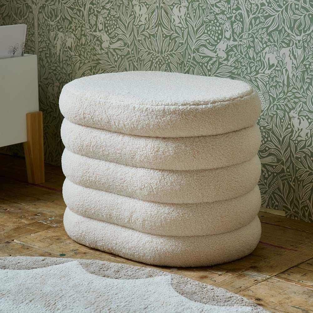 Pouf de rangement teddy en beige ✔️ Petite Amélie