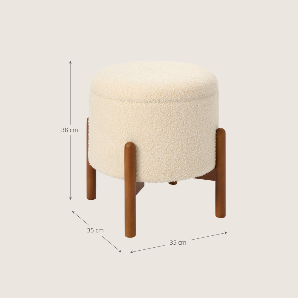 Petite Amélie | Pouf de rangement Cerise | Teddy | Beige | Assise confortable en bois FSC | Rangement compact pour chambre d'enfant (Petite Amélie) - Image 3