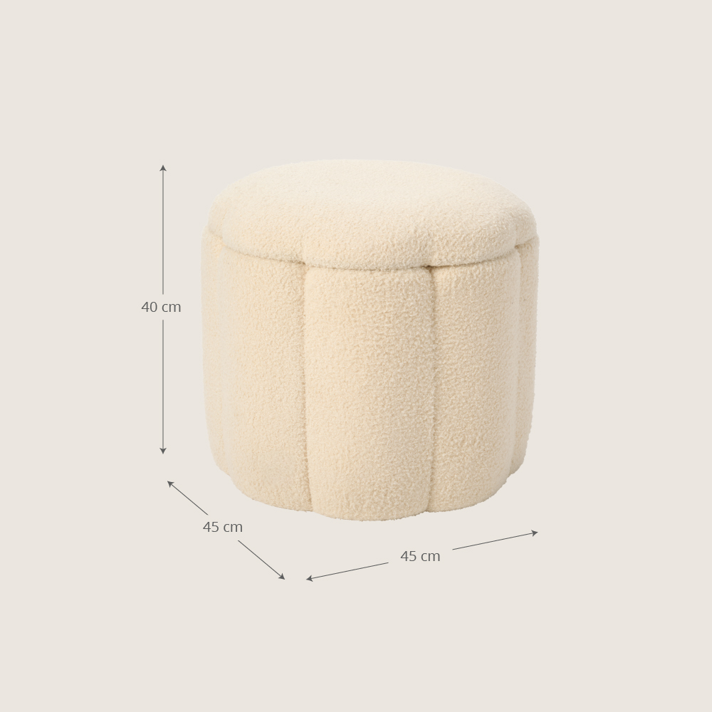 Petite Amélie | Pouf de rangement Fleur XL | Beige | Pouf coffre polyvalent et design pour le salon ou la chambre avec un format généreux (Petite Amélie) - Image 3